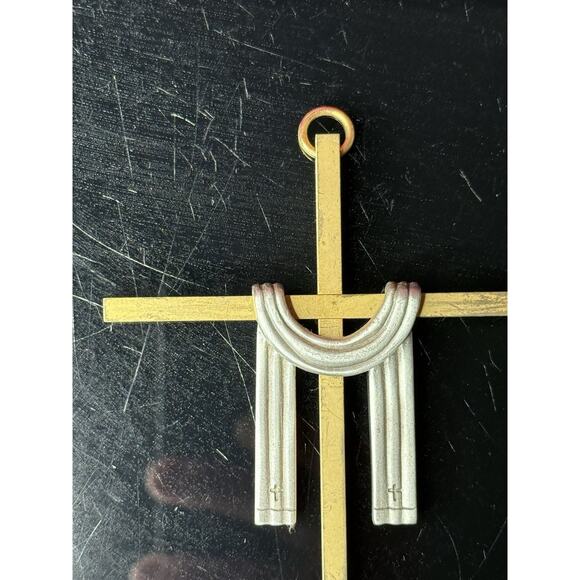 JCC Hanging Pewter and Sterling Cross - with Silver Vestment - Made in 2000 - Picture 3 of 11